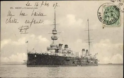 Ak Französisches Kriegsschiff Brest