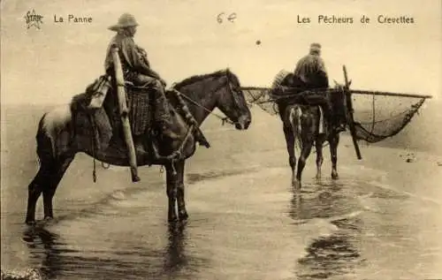 Ak La Panne De Panne Westflandern, Garnelenfischer