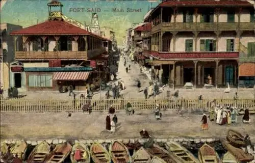 Ak Port Said Ägypten, Hauptstraße