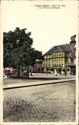 Ak Esch sur Alzette Luxemburg, Marktplatz, Rathaus