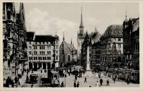 Ak München, Marienplatz, Straßenbahn