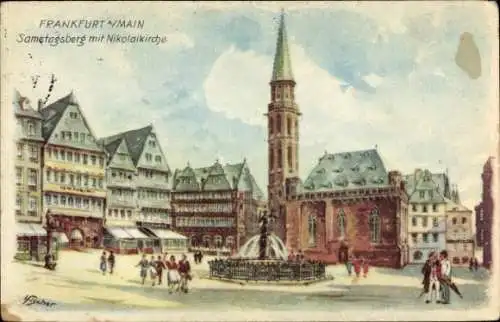 Künstler Ak Fischer, L., Frankfurt am Main, Samstagsberg, Nikolaikirche