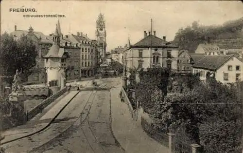 Ak Freiburg im Breisgau, Schwabentorbrücke