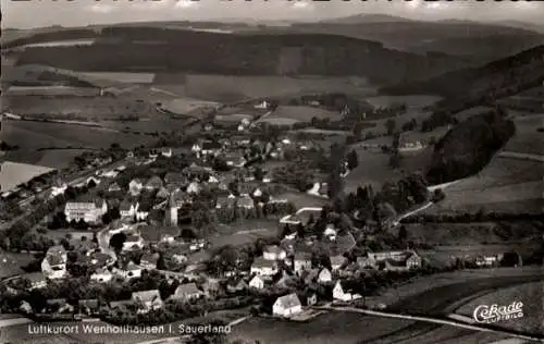 Ak Wenholthausen Eslohe im Sauerland, Fliegeraufnahme, Panorama, Pension Sauerländer Hof