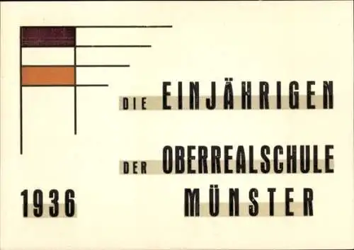 Studentika Ak Münster in Westfalen, Die Einjährigen der Oberrealschule 1936