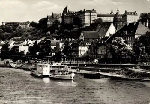 Ak Pirna an der Elbe, Teilansicht, weiße Flotte