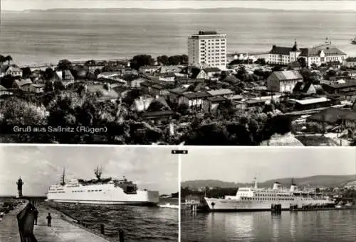 Ak Sassnitz auf Rügen, Fährschiff Saßnitz im Hafen, Schwedenfährschiff Skane