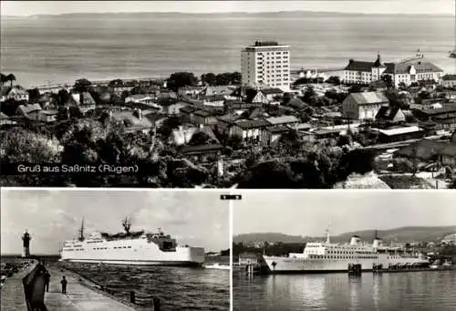 Ak Sassnitz auf Rügen, Fährschiff Saßnitz im Hafen, Schwedenfährschiff Skane