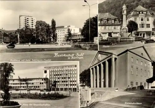 Ak Suhl in Thüringen, Hochhaus, Hotel Thüringen-Tourist, Kreiskulturhaus, Haus der Gewerkschaften