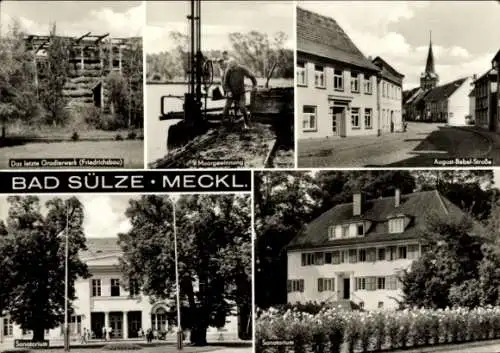 Ak Bad Sülze in Mecklenburg, Gradierwerk, August-Bebel-Straße, Sanatorium