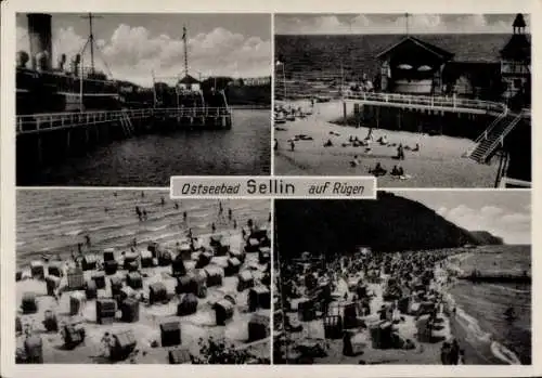 Ak Ostseebad Sellin auf Rügen, Teilansichten, Strand