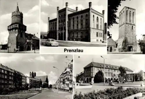 Ak Prenzlau in der Uckermark, Mitteltor, Kreisgericht, Volkssternwarte, Neubauten, Hotel Uckermark