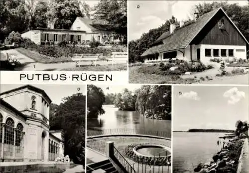 Ak Putbus auf der Insel Rügen, Konsum-Gaststätte Rosencafe, HO-Gaststätte Jägerhütte, Orangerie