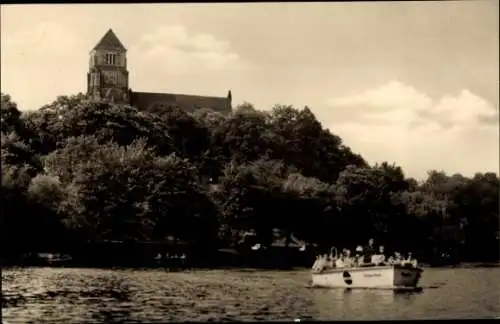 Ak Karl Marx Stadt Chemnitz in Sachsen, Schlossteich, Motorboot Thälmann-Pionier