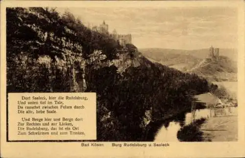 Ak Bad Kösen Naumburg an der Saale, Rudelsburg, Saaleck