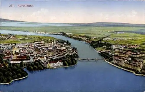 Ak Konstanz am Bodensee, Panorama, Brücke