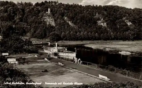 Ak Bad Karlshafen an der Weser, Promenade, Hessische Klippen