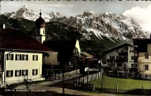 Ak Krün in Oberbayern, Hauptstraße, Karwendel