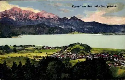 Ak Kochel am See in Oberbayern, Panorama, Herzogstand