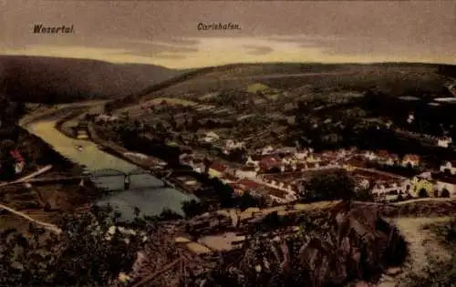 Ak Bad Karlshafen an der Weser, Gesamtansicht, Wesertal