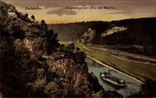 Ak Bad Karlshafen an der Oberweser Hessen, Sängerklippe, Wesertal