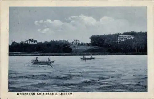 Ak Ostseebad Kölpinsee auf Usedom, Ruderboote