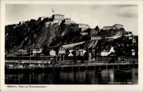 Ak Ehrenbreitstein Koblenz am Rhein, Festung, Schiffbrücke