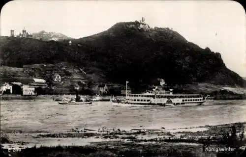 Ak Königswinter am Rhein, Drachenfels, Drachenburg, Dampfer