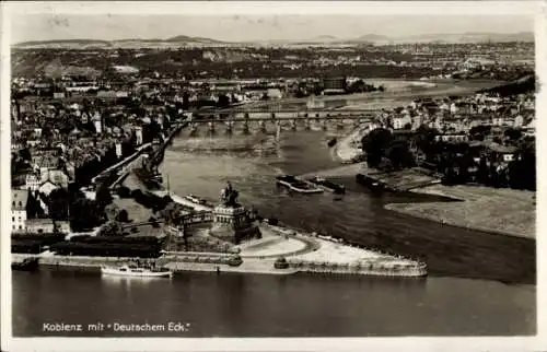 Ak Koblenz am Rhein, Deutsches Eck, Denkmal, Panorama