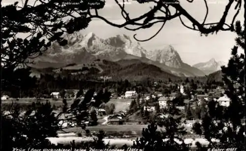 Ak Krün in Oberbayern, Panorama, Zugspitzgruppe