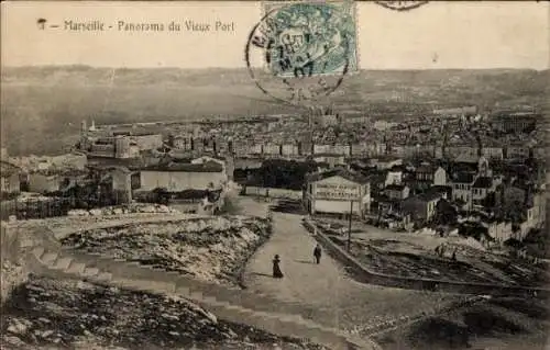 Ak Marseille Bouches du Rhône, Panorama du Vieux Port