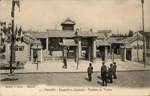 Ak Marseille Bouches du Rhône, Exposition Coloniale, Pavillon du Tonkin