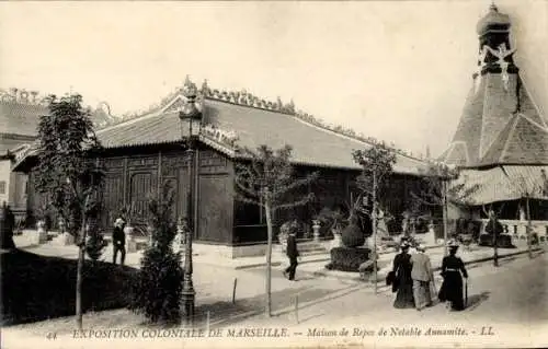 Ak Marseille Bouches du Rhône, Exposition Coloniale, Maison de Repos de Notable Annamite