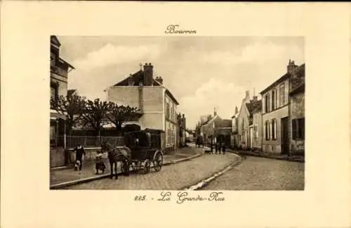 Ak Bourron Marlotte Seine et Marne, La Grande-Rue, Kutsche