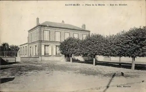 Ak Saint Mard Seine-et-Marne, Place de la Mairie, Rue du Moutier