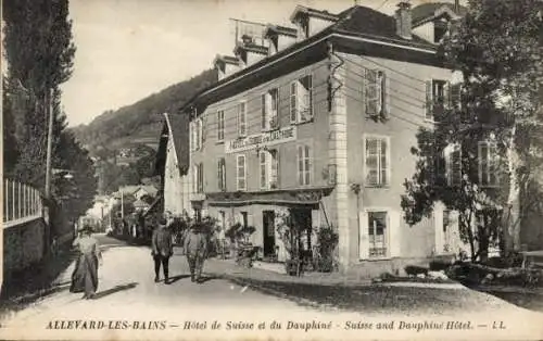 Ak Allevard les Bains Isère, Hôtel de Suisse et du Dauphiné