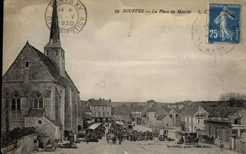 Ak Souppes sur Loing Seine et Marne, La Place de Marebe