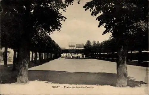 Ak Torcy Seine et Marne, Place du Jeu-de-Paume