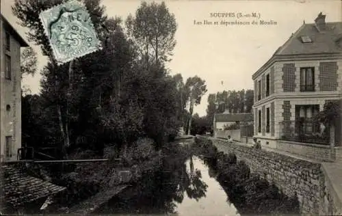 Ak Souppes sur Loing Seine et Marne, Les Iles et dependances du Moulin