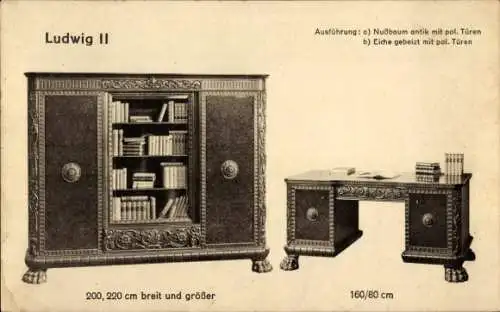 Ak Werbung, Möbel, Ludwig, Bücherschrank, Schreibtisch