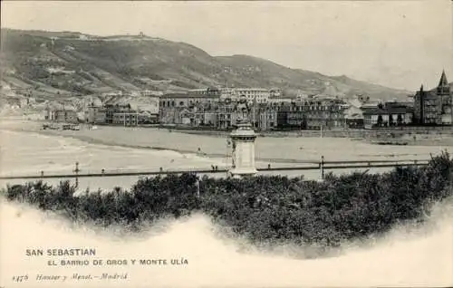 Ak Donostia San Sebastián Baskenland, das Viertel Gros und Monte Ulia