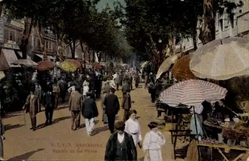 AK Barcelona Katalonien Spanien, Rambla de las Flores