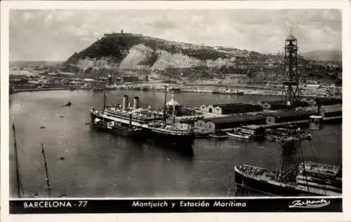 Ak Barcelona Katalonien Spanien, Montjuich und Maritime Station