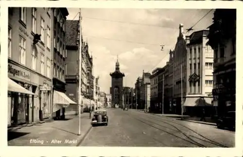 Ak Elbląg Elbing Westpreußen, Alter Markt, Geschäft W. Zech, Apotheke, Kaufhalle A&S