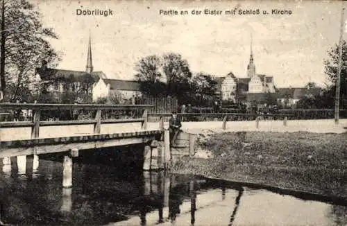 Ak Doberlug Kirchhain, an der Elster, Schloss, Kirche