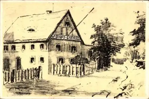 Künstler Ak Dresden Plauen Gostritz, Gasthof Gostritz