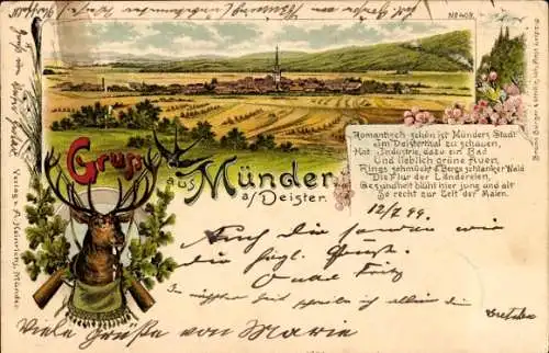 Litho Bad Münder am Deister, Panorama, Hirsch