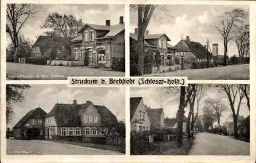 Ak Struckum Nordfriesland, Geschäftshaus Straten, Gasthaus, Straßenpartie