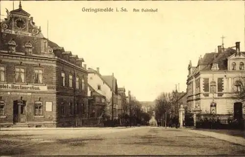 Ak Geringswalde Sachsen, Am Bahnhof, Hotel-Restaurant