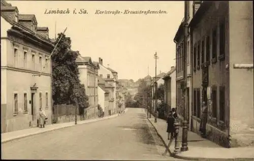 Ak Limbach in Sachsen, Karlstraße Ecke Kreuzstraße